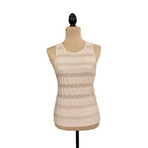 Zara Nude Blush Lace Textured Pattern Top Size L